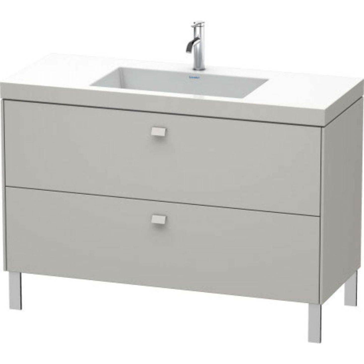 Duravit Brioso 47" x 28" x 19" Two Drawer C-Bonded Floor Standing Vanity Kit With One Tap Hole in Concrete Grey Matt