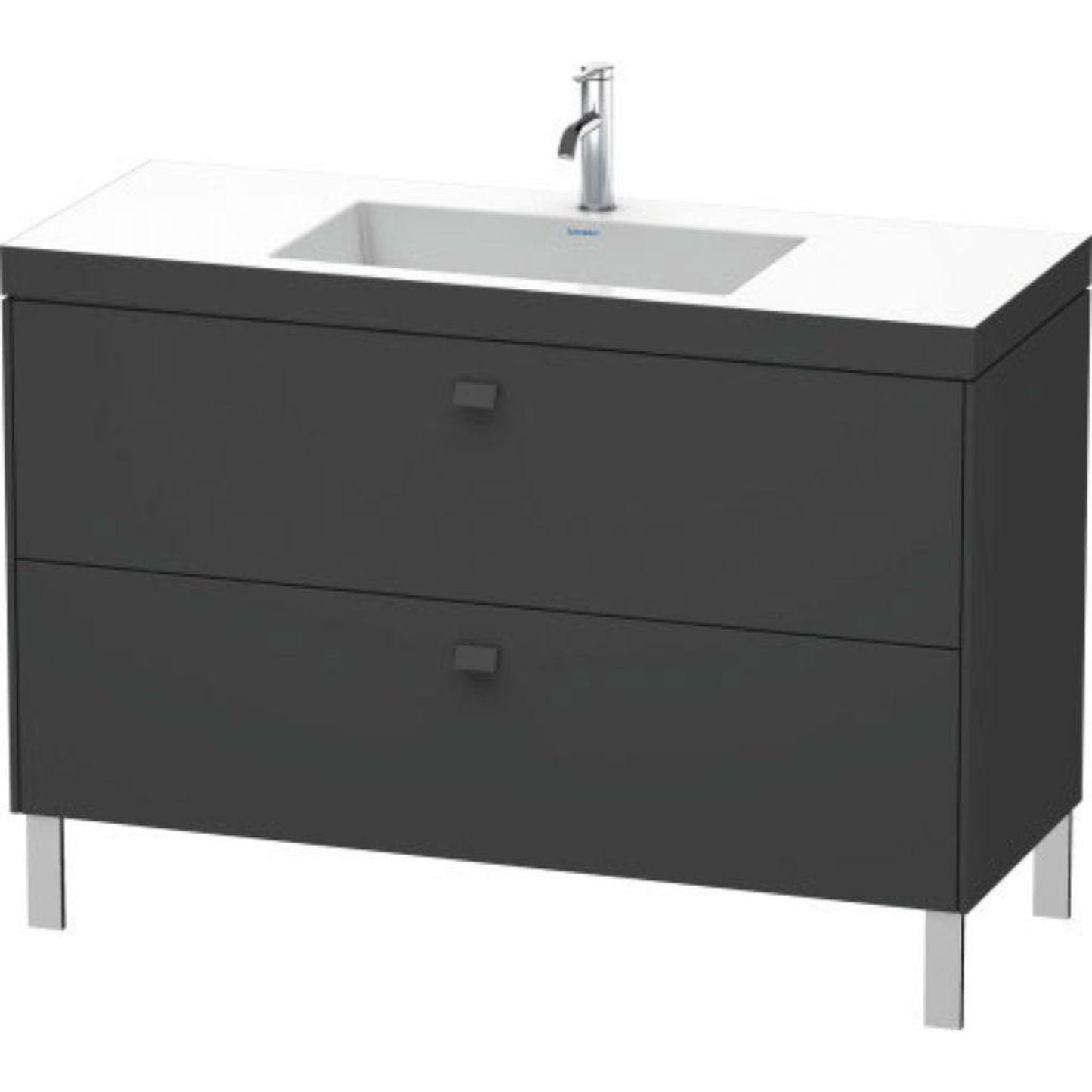 Duravit Brioso 47" x 28" x 19" Two Drawer C-Bonded Floor Standing Vanity Kit With One Tap Hole in Graphite Matt
