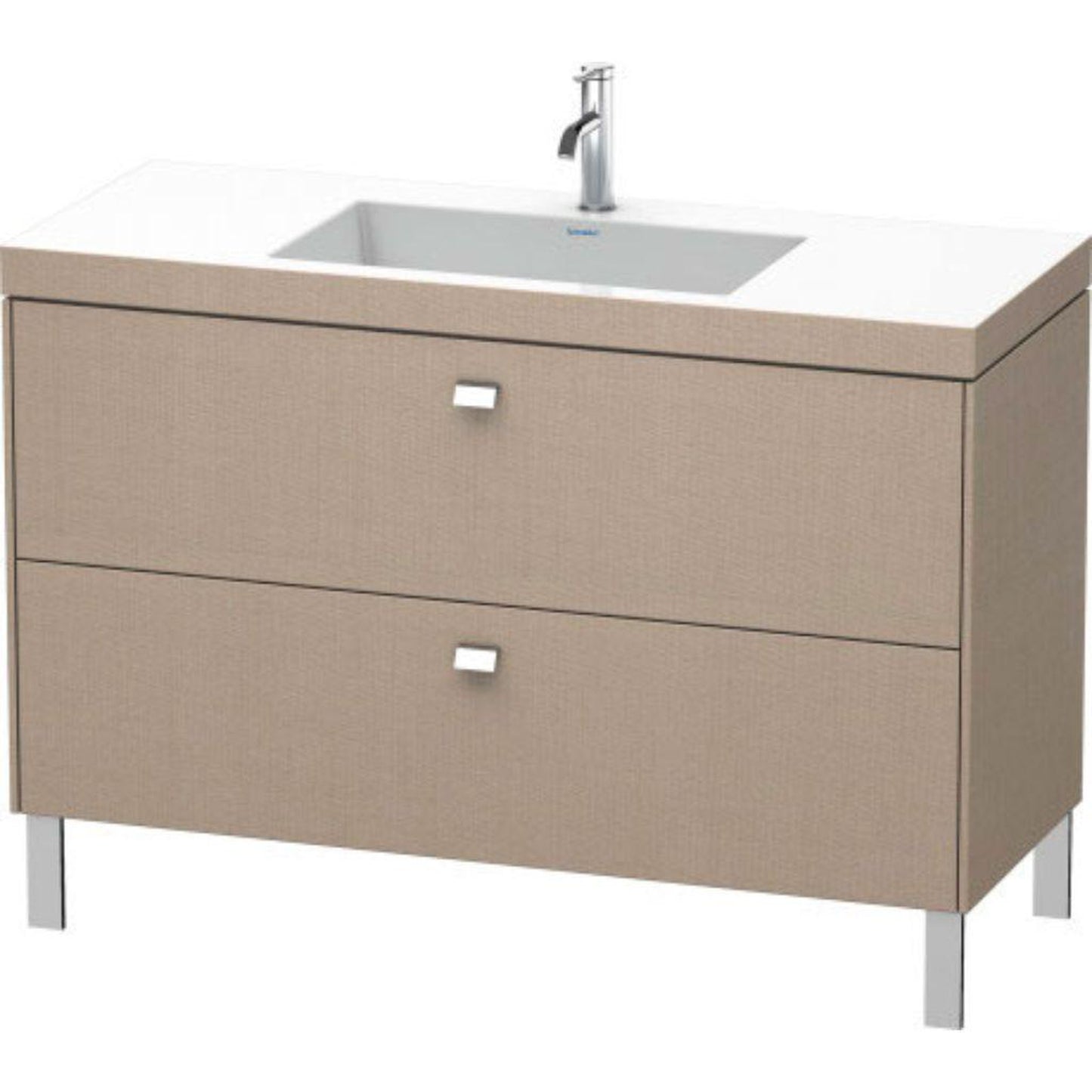 Duravit Brioso 47" x 28" x 19" Two Drawer C-Bonded Floor Standing Vanity Kit With One Tap Hole in Linen and Chrome Handle