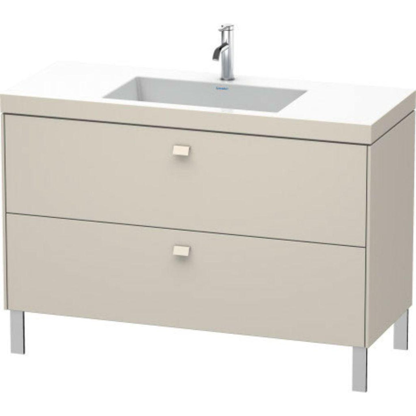 Duravit Brioso 47" x 28" x 19" Two Drawer C-Bonded Floor Standing Vanity Kit With One Tap Hole in Taupe