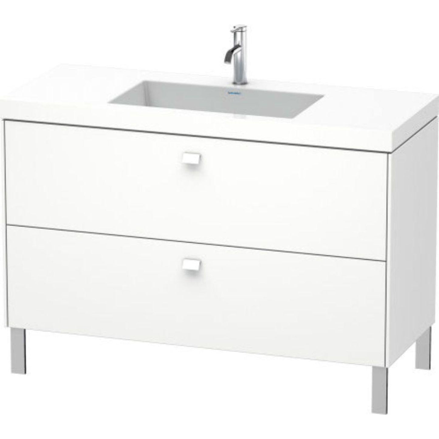 Duravit Brioso 47" x 28" x 19" Two Drawer C-Bonded Floor Standing Vanity Kit With One Tap Hole in White Matt