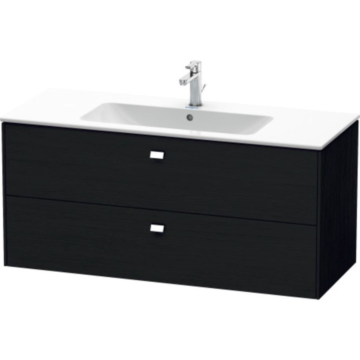 Duravit Brioso 48" x 22" x 19" Two Drawer Wall-Mount Vanity Unit in Black Oak and Chrome Handle