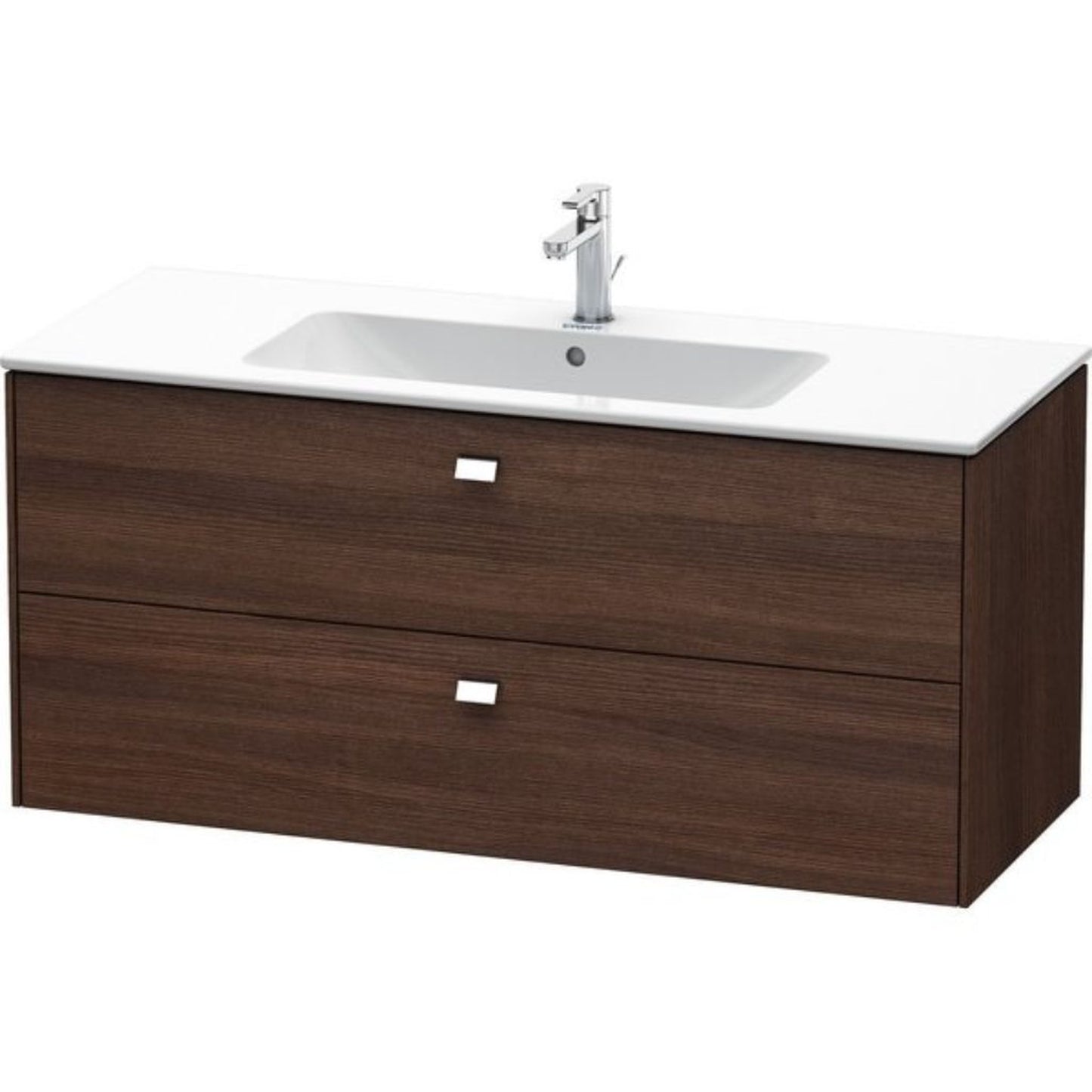 Duravit Brioso 48" x 22" x 19" Two Drawer Wall-Mount Vanity Unit in Chestnut Dark and Chrome Handle