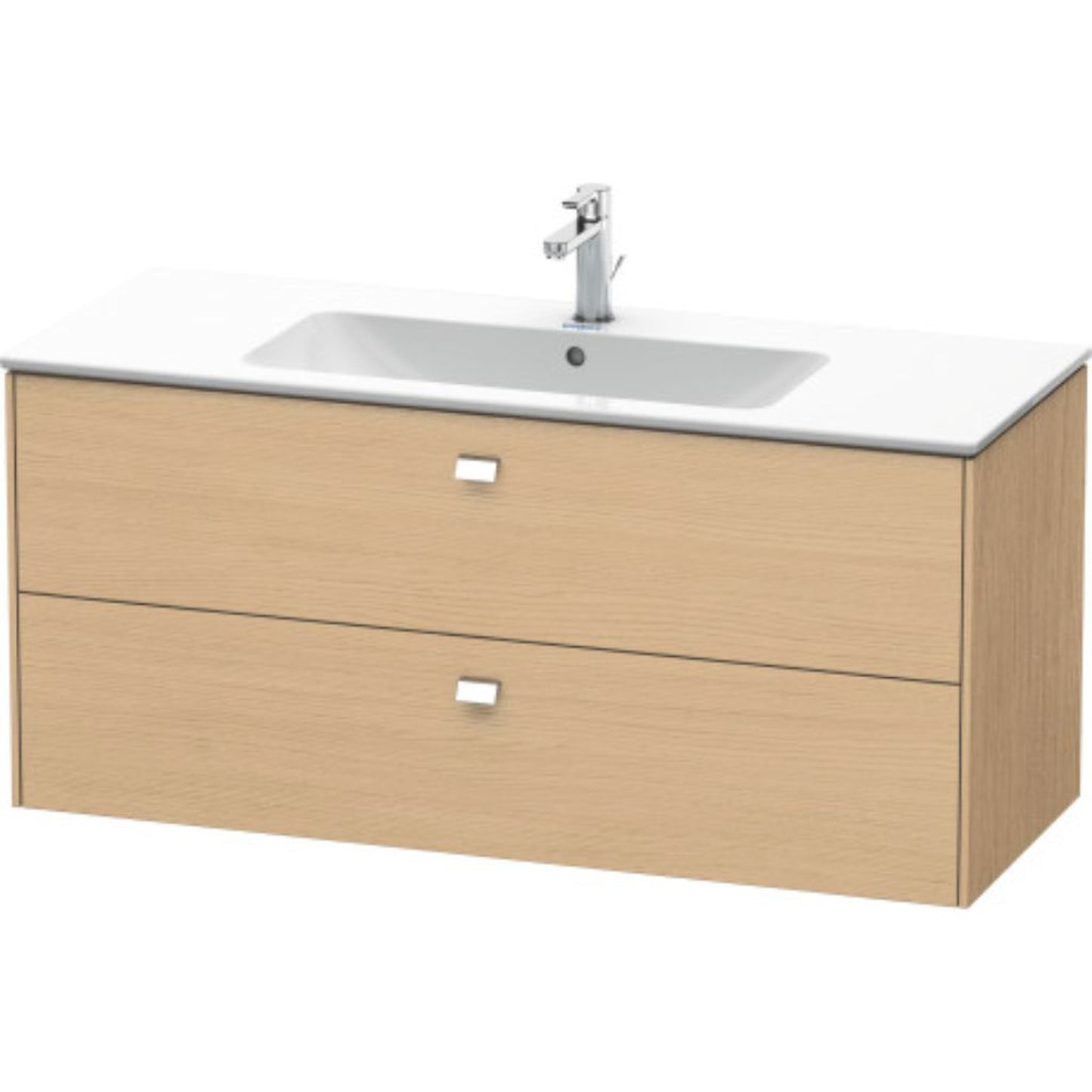Duravit Brioso 48" x 22" x 19" Two Drawer Wall-Mount Vanity Unit in Natural Oak and Chrome Handle