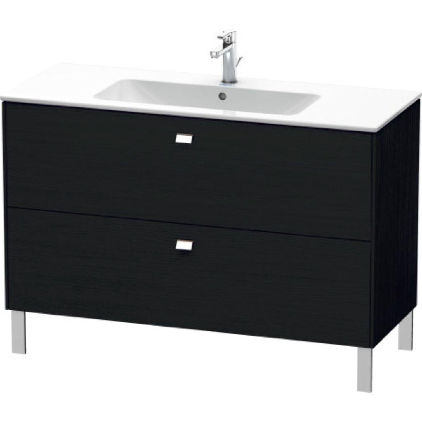 Duravit Brioso 48" x 27" x 19" Two Drawer Floor Standing Vanity Unit in Black Oak and Chrome Handle
