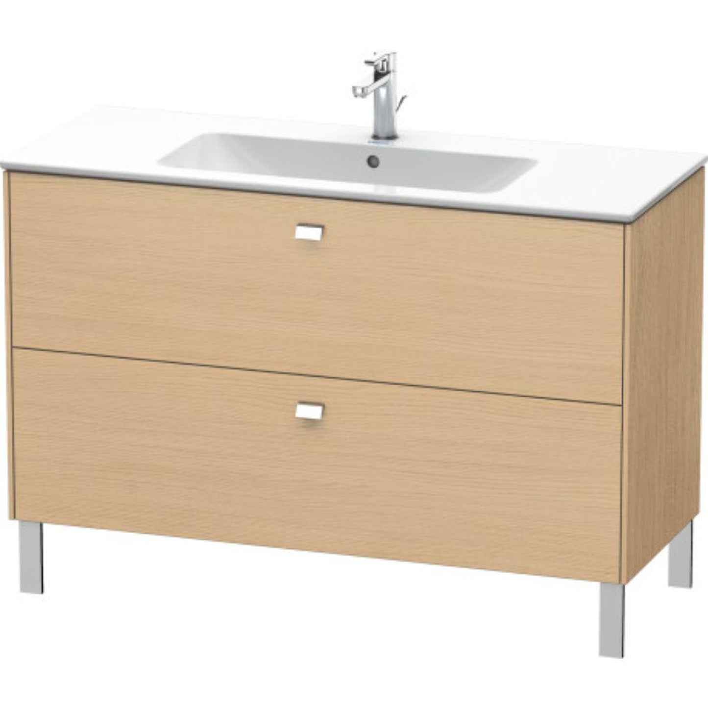 Duravit Brioso 48" x 27" x 19" Two Drawer Floor Standing Vanity Unit in Natural Oak and Chrome Handle