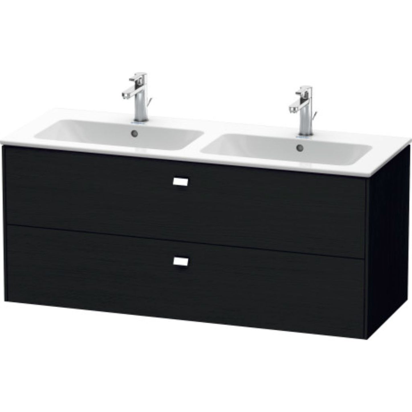 Duravit Brioso 51" x 22" x 19" Two Drawer Wall-Mount Vanity Unit in Black Oak and Chrome Handle