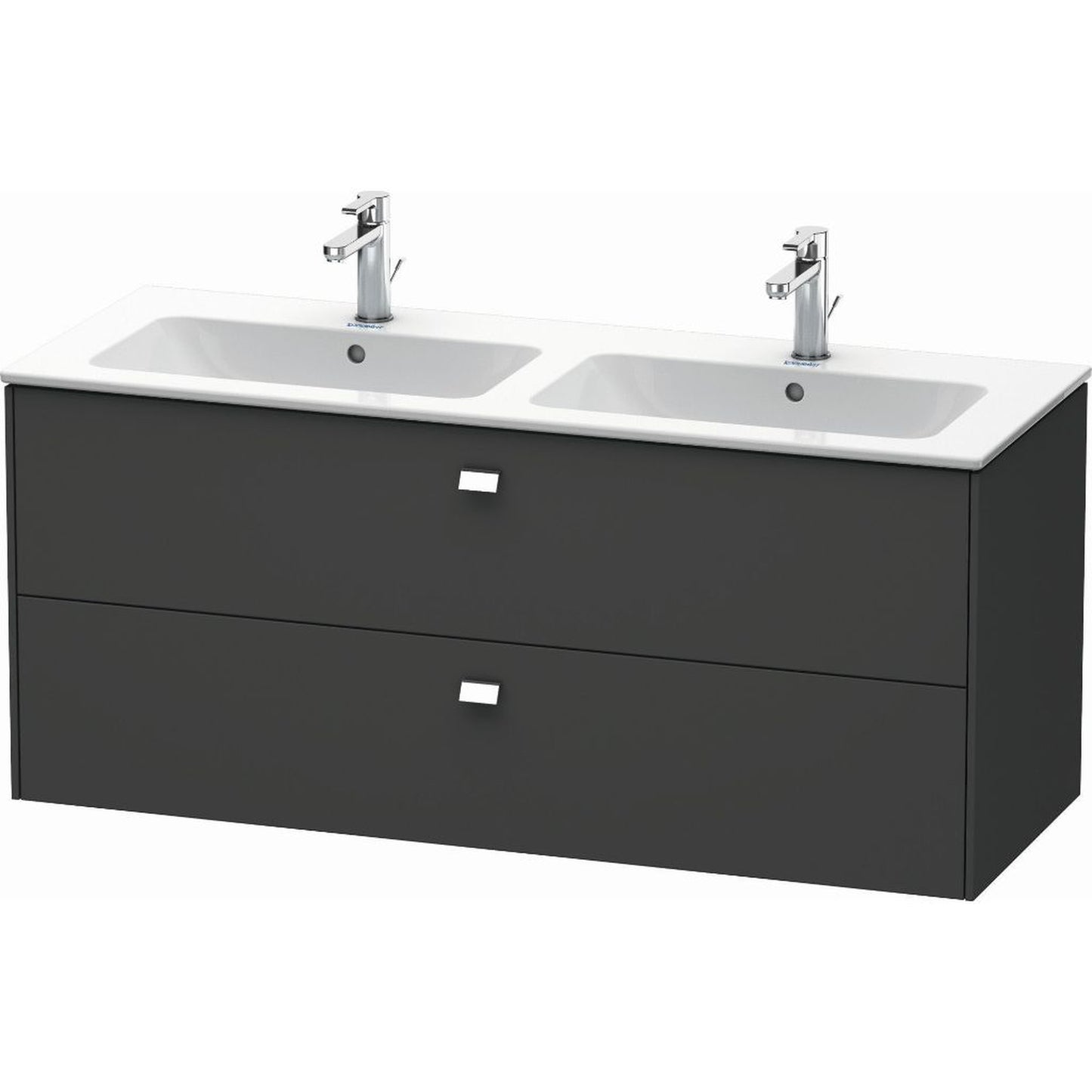 Duravit Brioso 51" x 22" x 19" Two Drawer Wall-Mount Vanity Unit in Graphite Matt and Chrome Handle