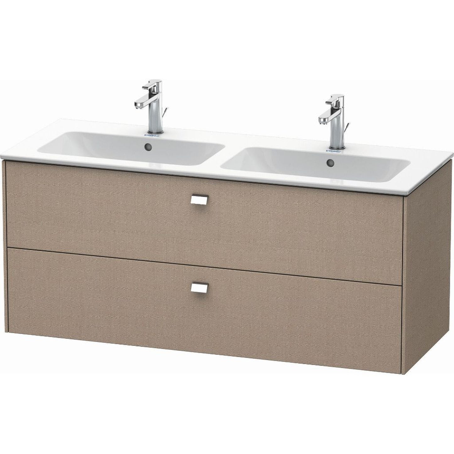 Duravit Brioso 51" x 22" x 19" Two Drawer Wall-Mount Vanity Unit in Linen and Chrome Handle