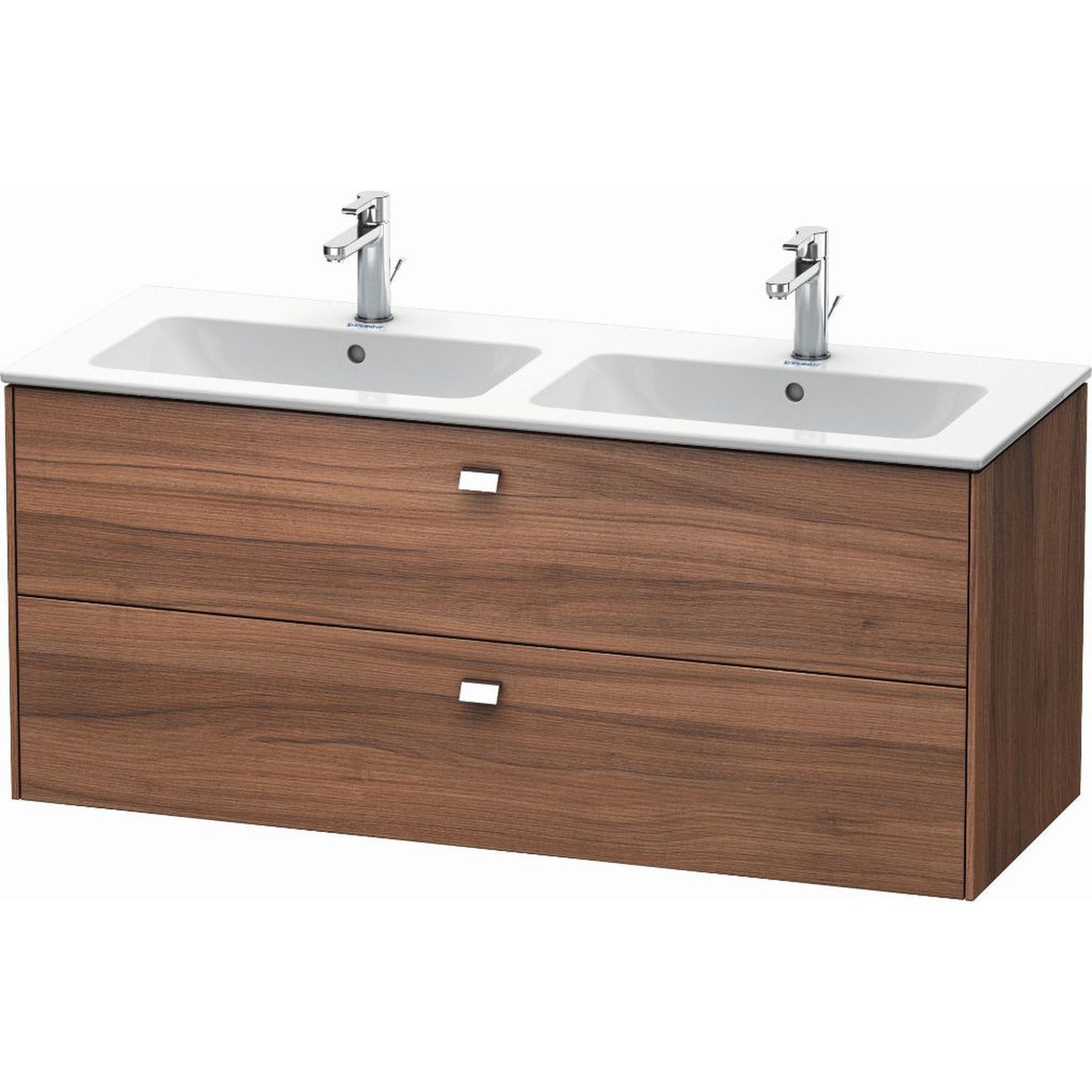Duravit Brioso 51" x 22" x 19" Two Drawer Wall-Mount Vanity Unit in Natural Walnut and Chrome Handle