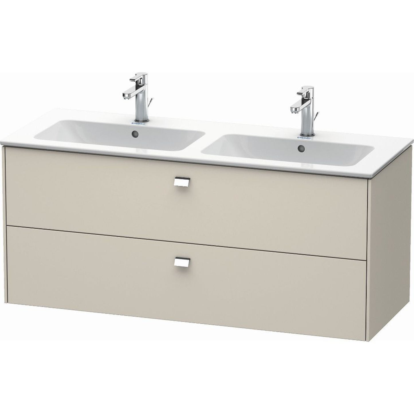 Duravit Brioso 51" x 22" x 19" Two Drawer Wall-Mount Vanity Unit in Taupe and Chrome Handle