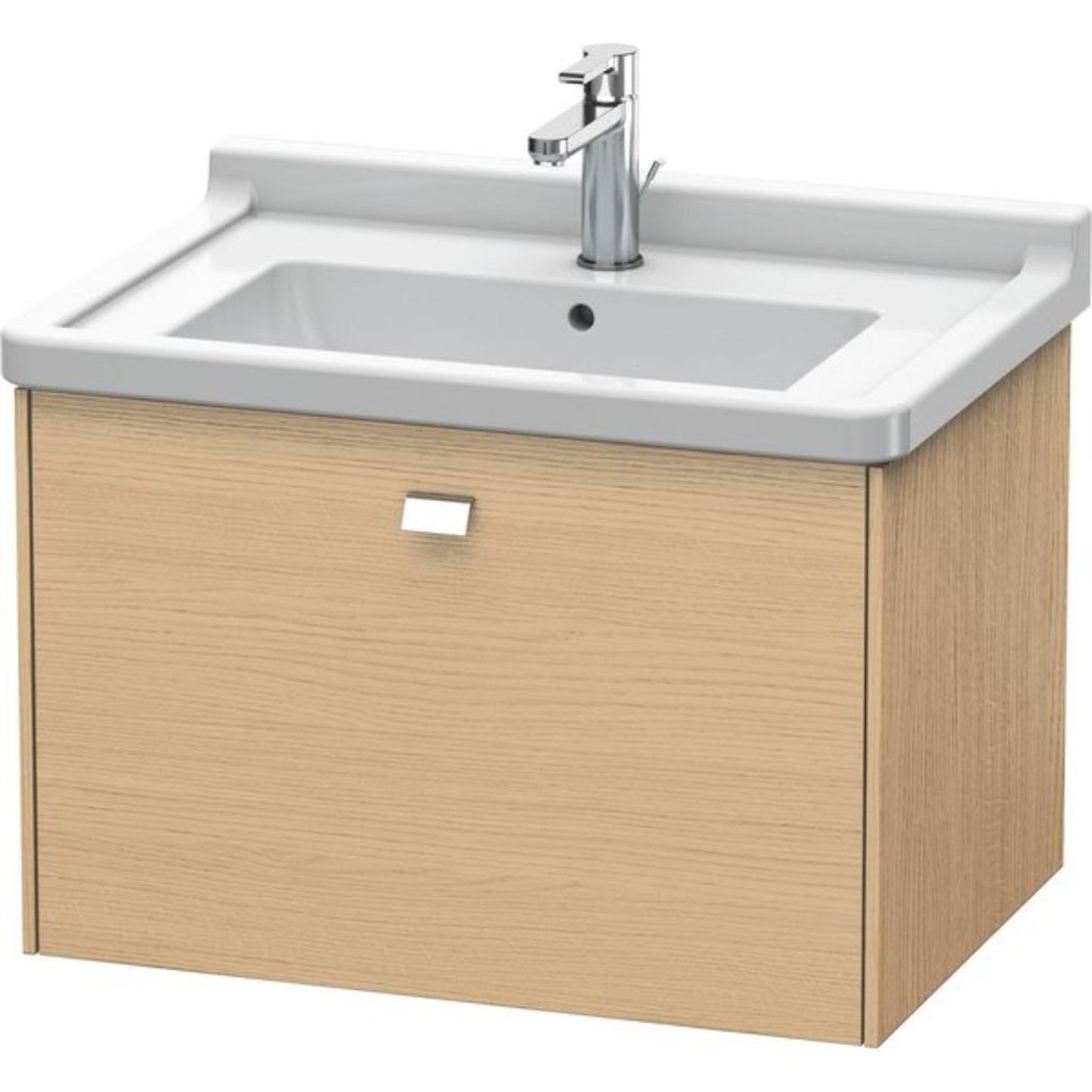 Duravit Brioso BR40410 26" x 18" x 18" One Drawer Wall-Mount Vanity Unit in Natural Oak and Chrome Handle
