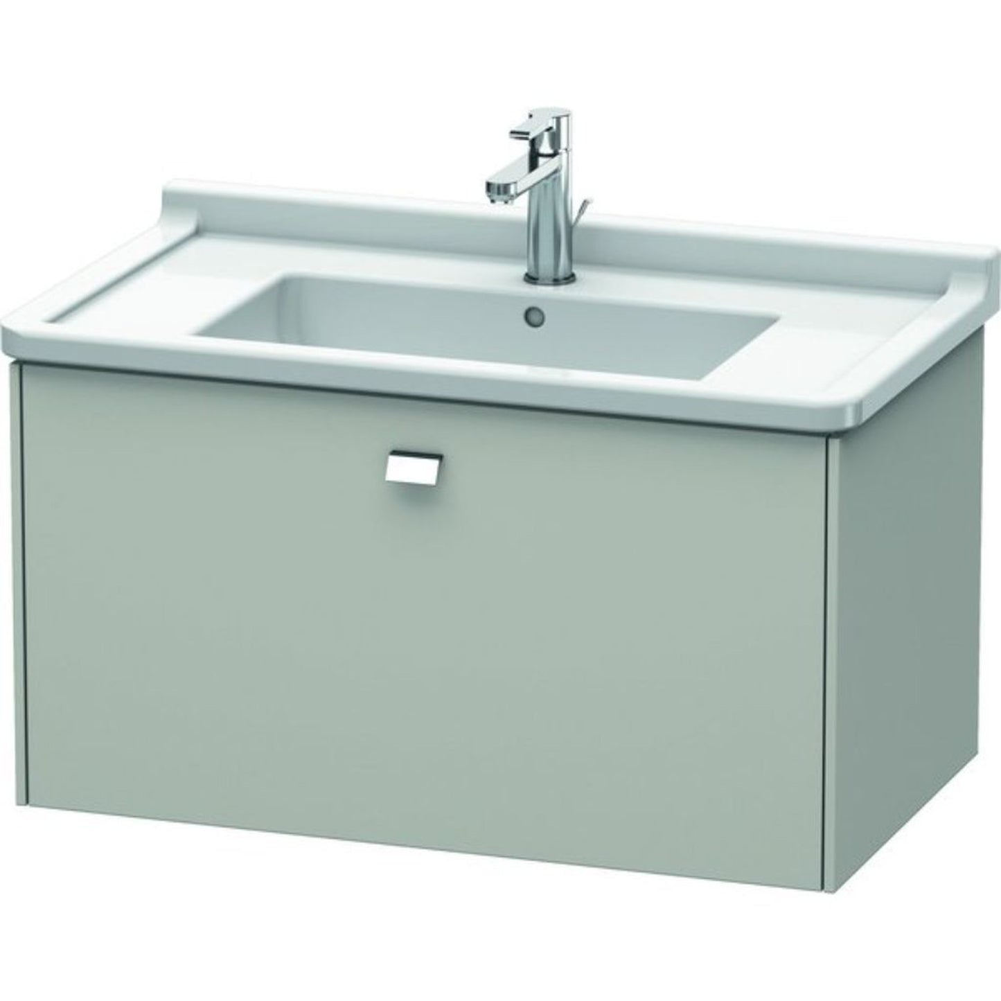Duravit Brioso BR40420 32" x 18" x 18" One Drawer Wall-Mount Vanity Unit in Concrete Grey Matt and Chrome Handle
