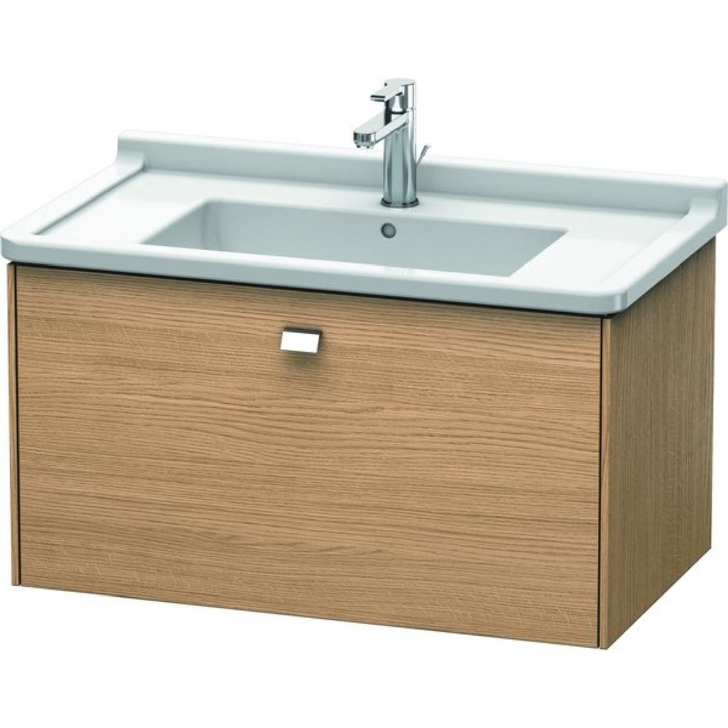 Duravit Brioso BR40420 32" x 18" x 18" One Drawer Wall-Mount Vanity Unit in European Oak and Chrome Handle