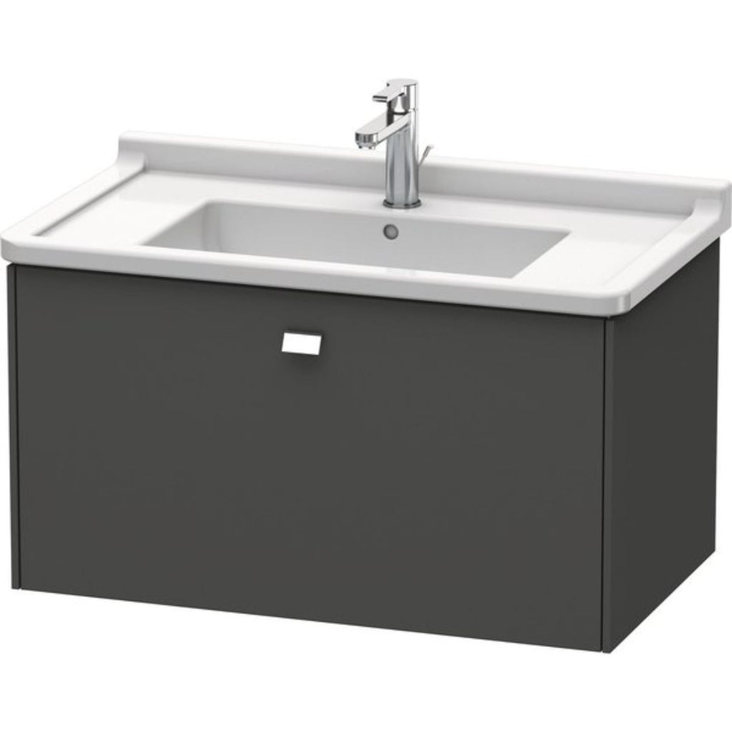 Duravit Brioso BR40420 32" x 18" x 18" One Drawer Wall-Mount Vanity Unit in Graphite Matt and Chrome Handle