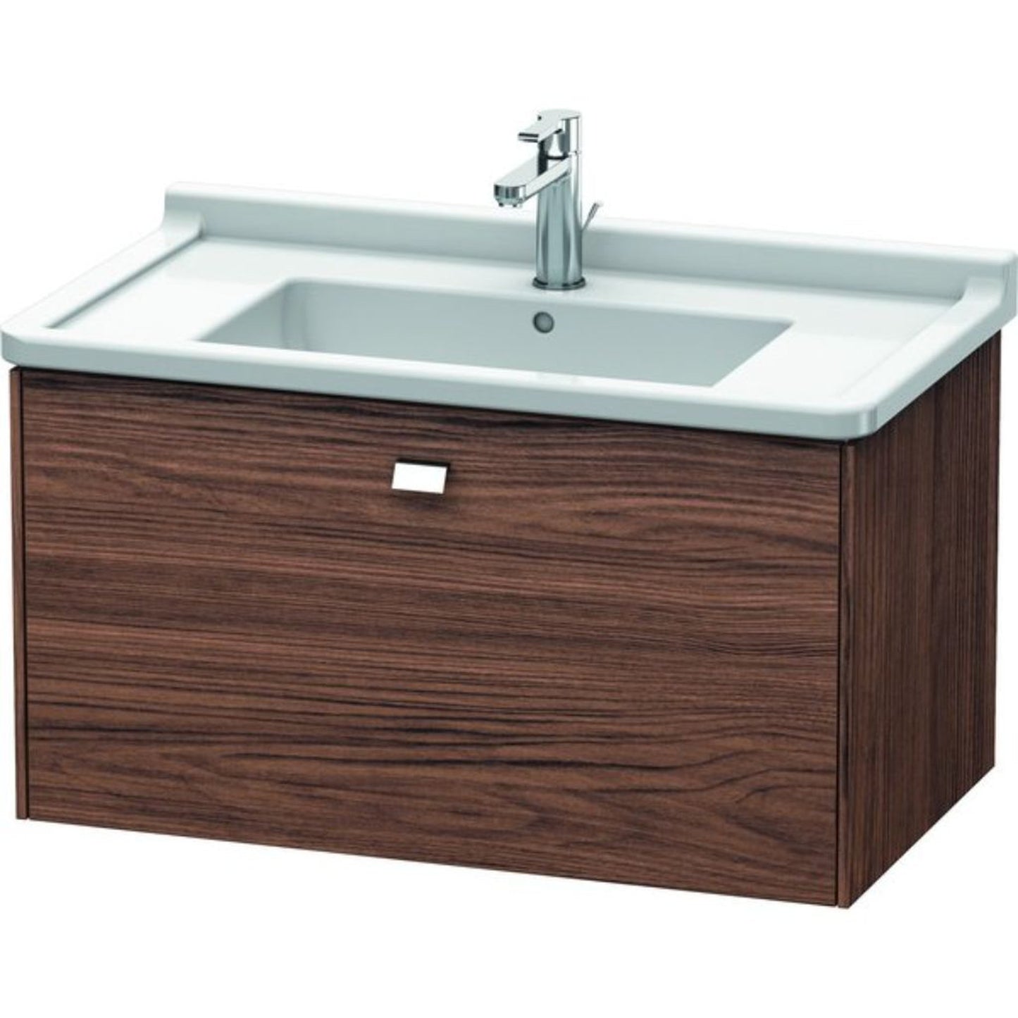 Duravit Brioso BR40420 32" x 18" x 18" One Drawer Wall-Mount Vanity Unit in Walnut Dark and Chrome Handle