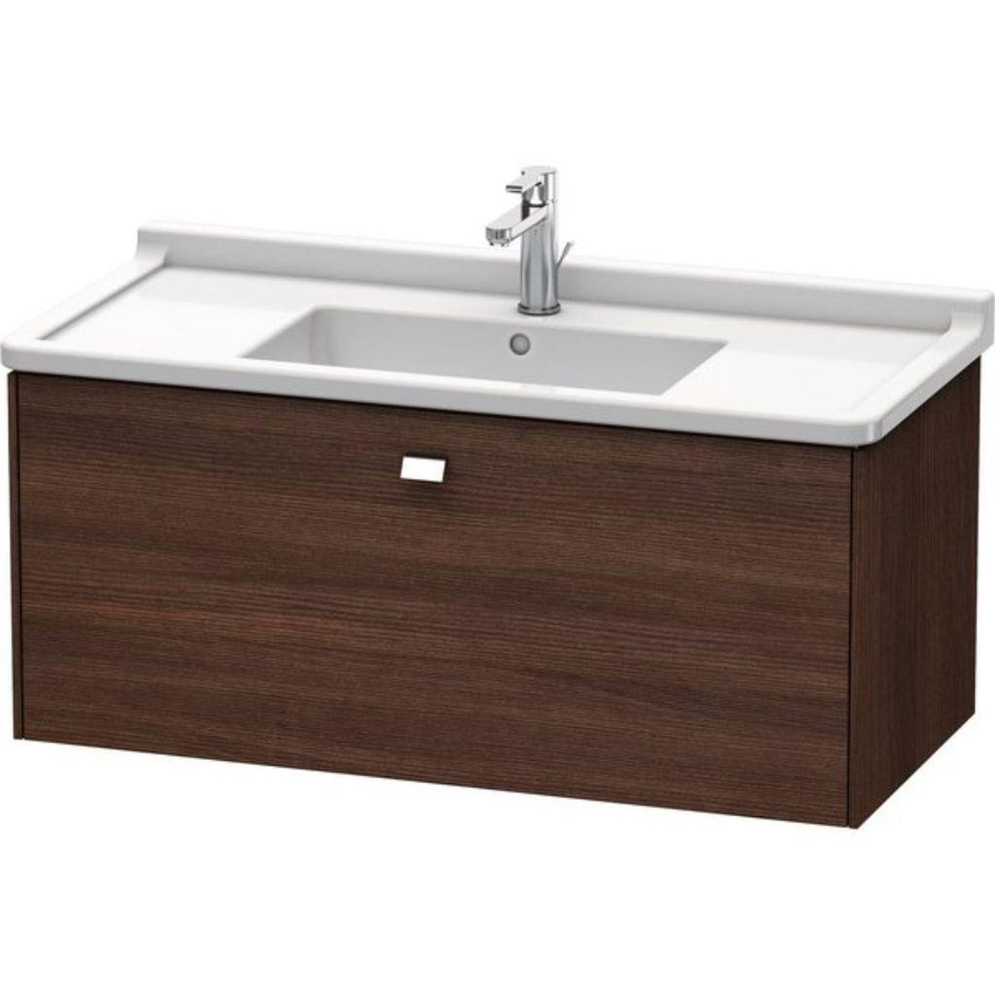 Duravit Brioso BR40430 40" x 18" x 18" One Drawer Wall-Mount Vanity Unit in Chestnut Dark and Chrome Handle