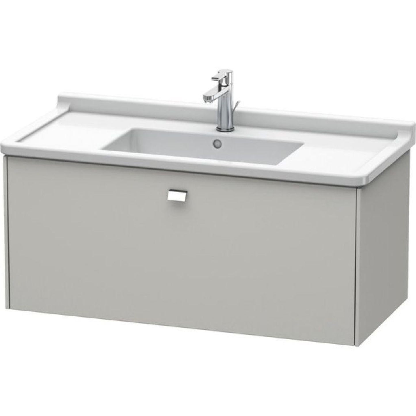 Duravit Brioso BR40430 40" x 18" x 18" One Drawer Wall-Mount Vanity Unit in Concrete Grey Matt and Chrome Handle