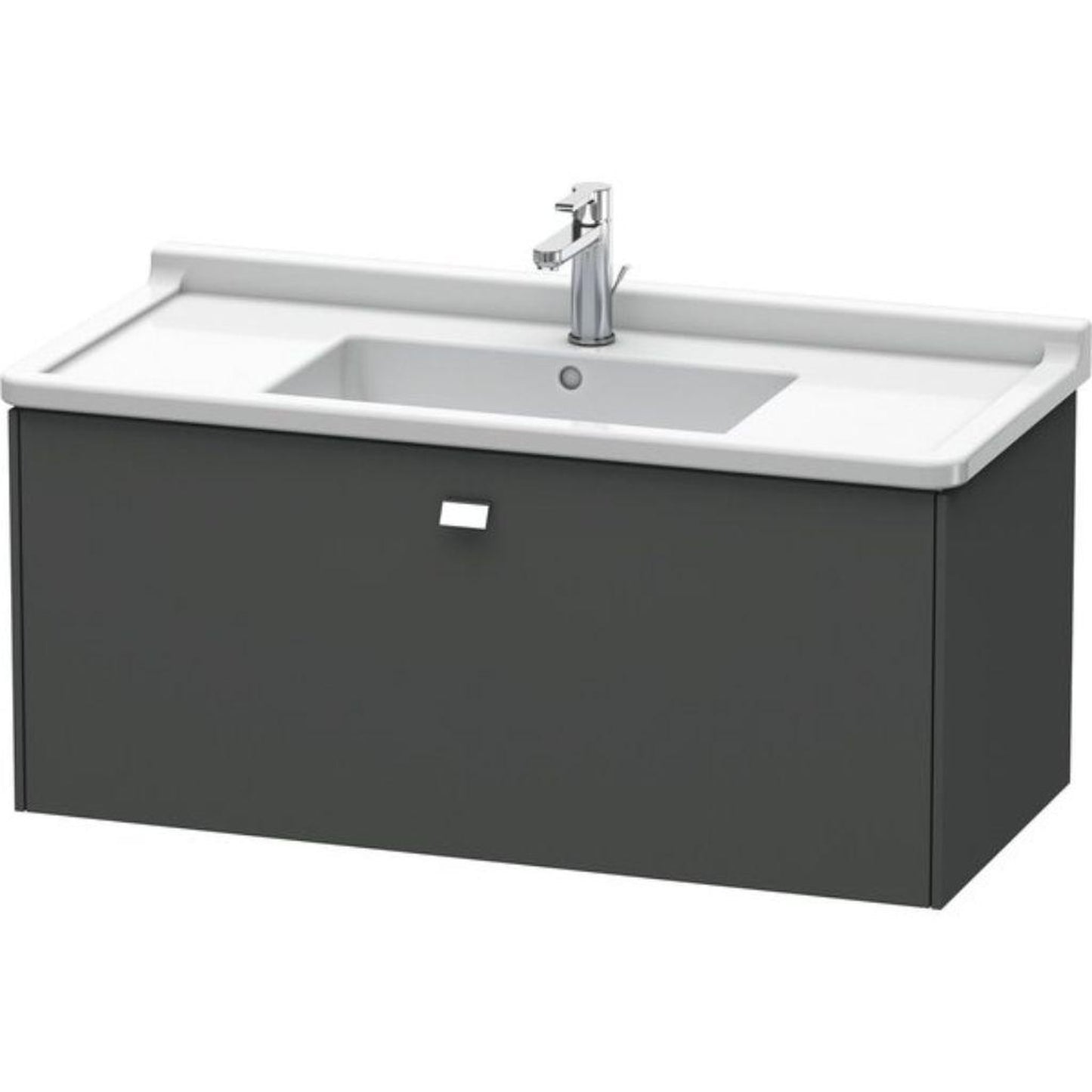 Duravit Brioso BR40430 40" x 18" x 18" One Drawer Wall-Mount Vanity Unit in Graphite Matt and Chrome Handle