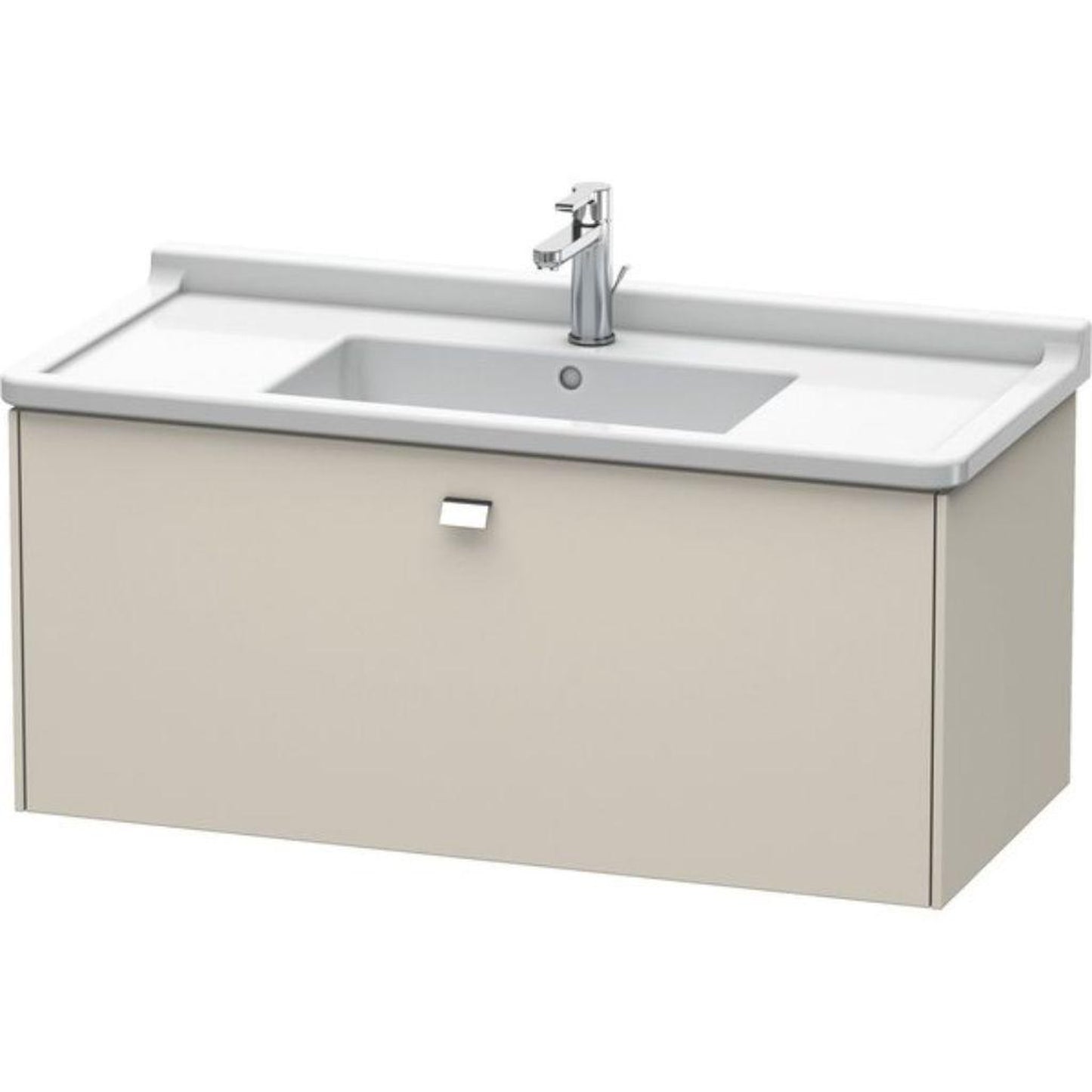 Duravit Brioso BR40430 40" x 18" x 18" One Drawer Wall-Mount Vanity Unit in Taupe and Chrome Handle
