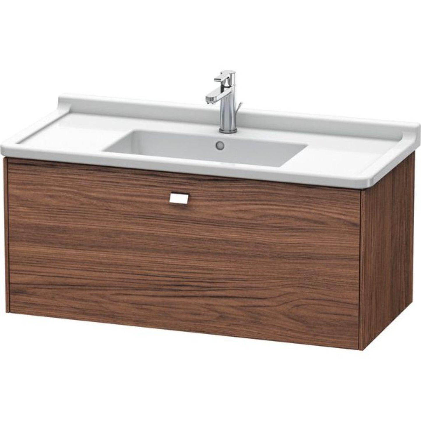 Duravit Brioso BR40430 40" x 18" x 18" One Drawer Wall-Mount Vanity Unit in Walnut Dark and Chrome Handle