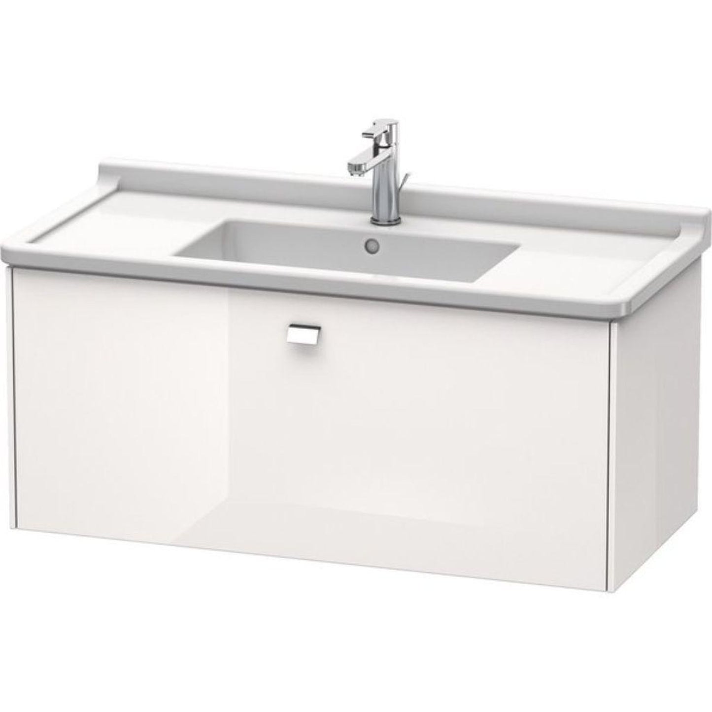 Duravit Brioso BR40430 40" x 18" x 18" One Drawer Wall-Mount Vanity Unit in White High Gloss and Chrome Handle