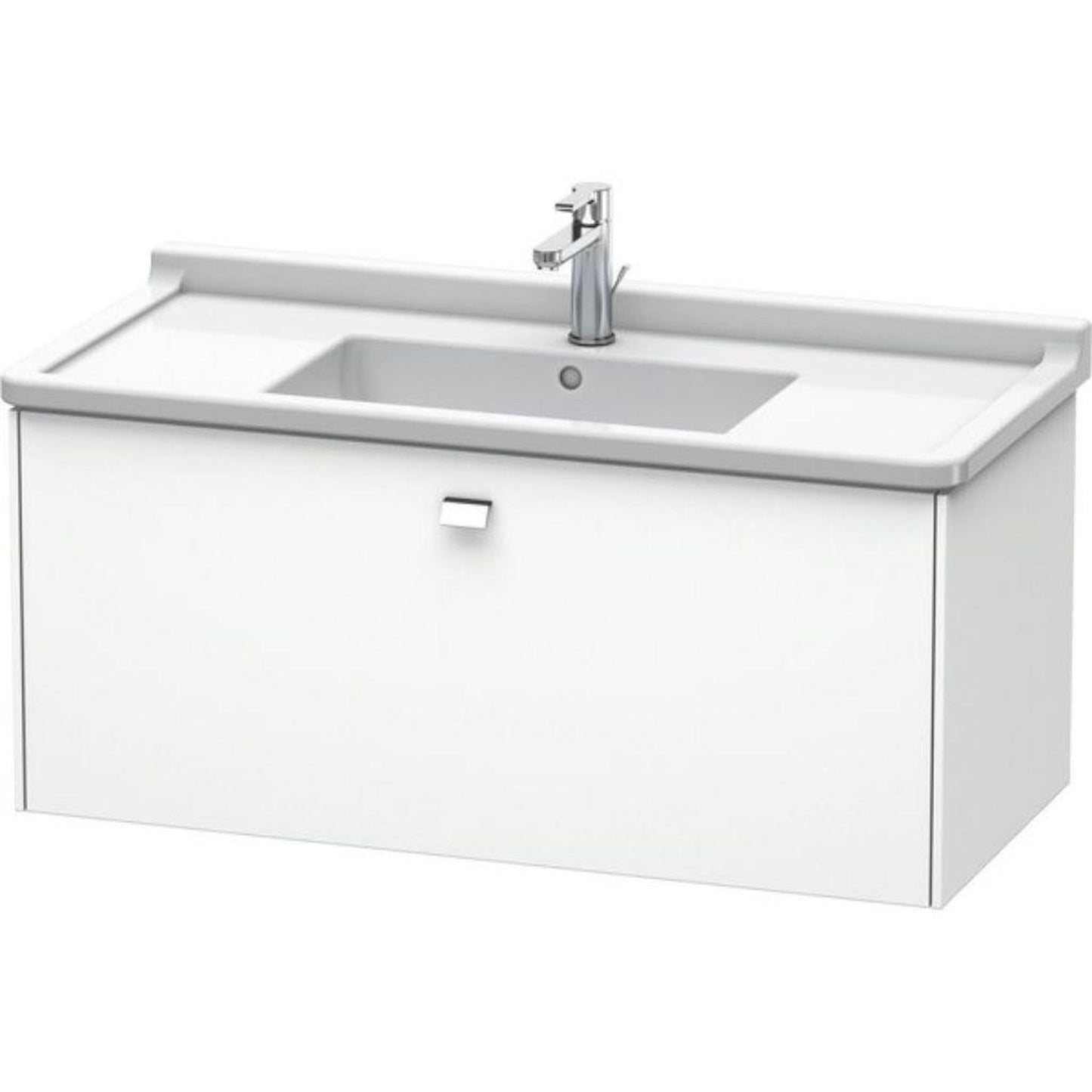 Duravit Brioso BR40430 40" x 18" x 18" One Drawer Wall-Mount Vanity Unit in White Matt and Chrome Handle