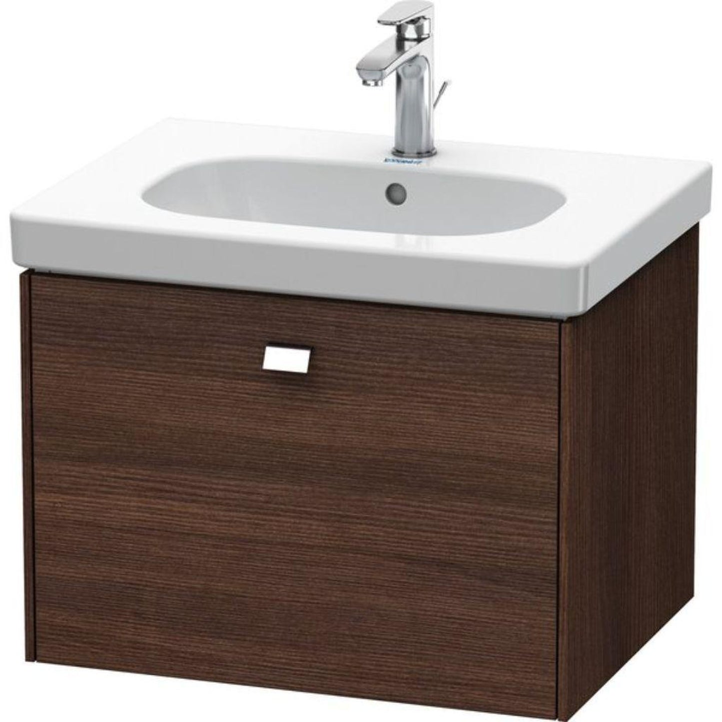Duravit Brioso BR40450 24" x 18" x 18" One Drawer Wall-Mount Vanity Unit in Chestnut Dark and Chrome Handle