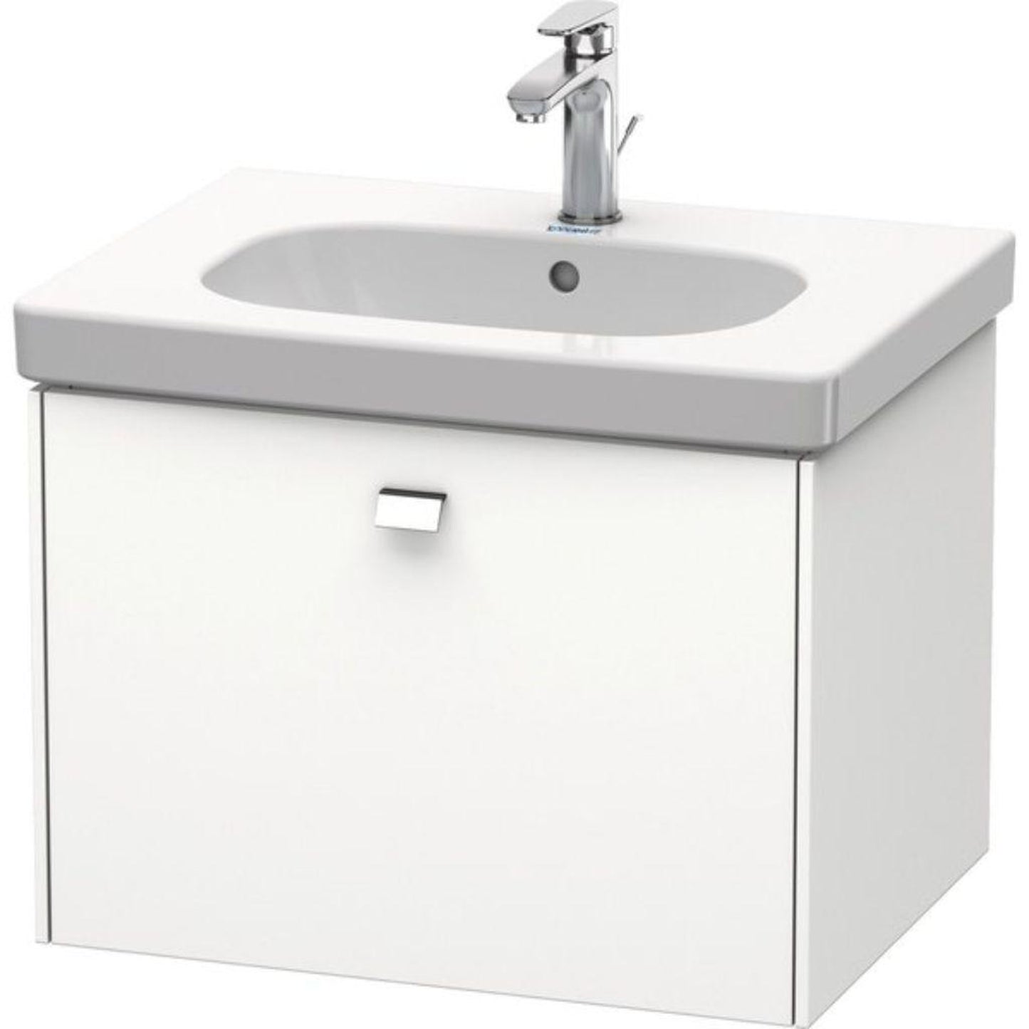 Duravit Brioso BR40450 24" x 18" x 18" One Drawer Wall-Mount Vanity Unit in White Matt and Chrome Handle