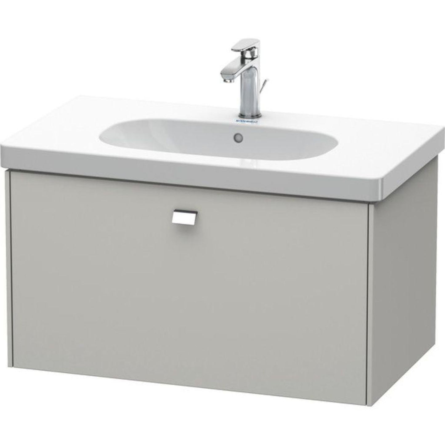 Duravit Brioso BR40460 32" x 18" x 18" One Drawer Wall-Mount Vanity Unit in Concrete Grey Matt and Chrome Handle