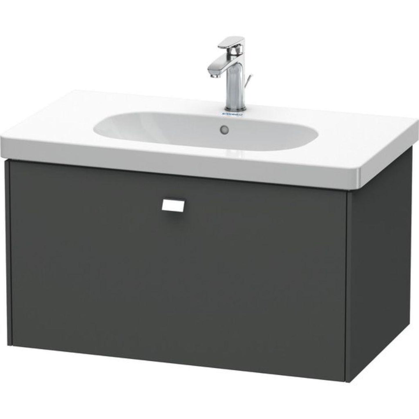 Duravit Brioso BR40460 32" x 18" x 18" One Drawer Wall-Mount Vanity Unit in Graphite Matt and Chrome Handle