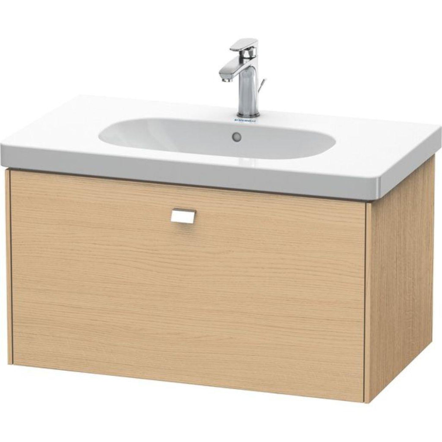 Duravit Brioso BR40460 32" x 18" x 18" One Drawer Wall-Mount Vanity Unit in Natural Oak and Chrome Handle