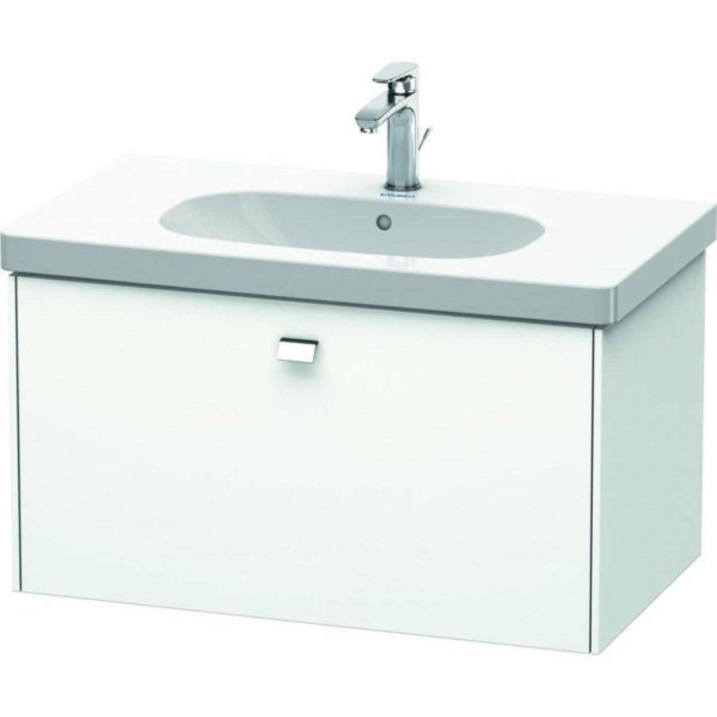 Duravit Brioso BR40460 32" x 18" x 18" One Drawer Wall-Mount Vanity Unit in White Matt and Chrome Handle
