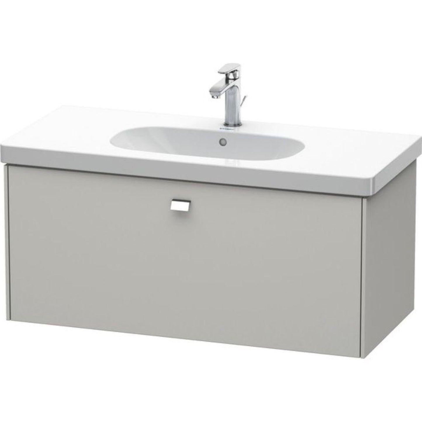 Duravit Brioso BR40470 40" x 18" x 18" One Drawer Wall-Mount Vanity Unit in Concrete Grey Matt and Chrome Handle
