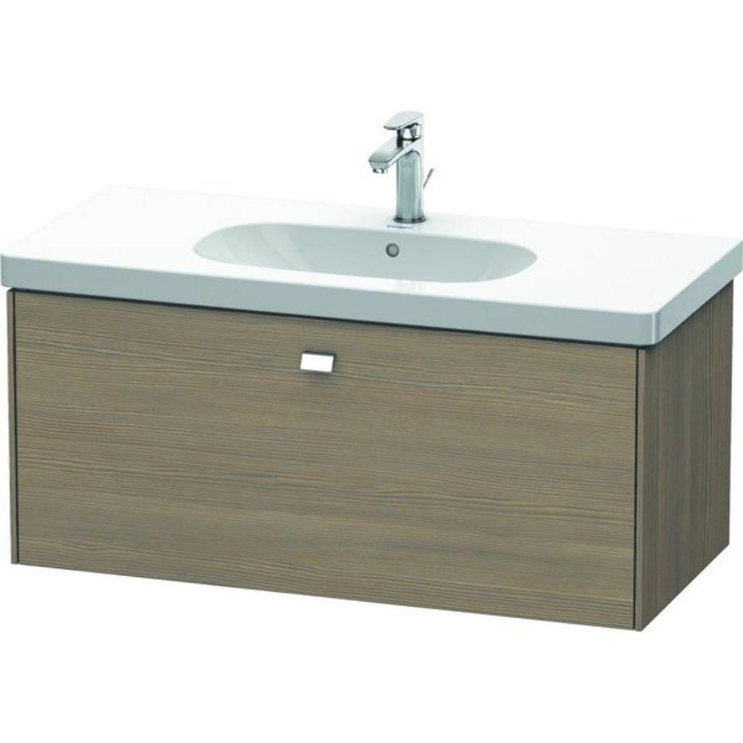 Duravit Brioso BR40470 40" x 18" x 18" One Drawer Wall-Mount Vanity Unit in Oak Terra and Chrome Handle