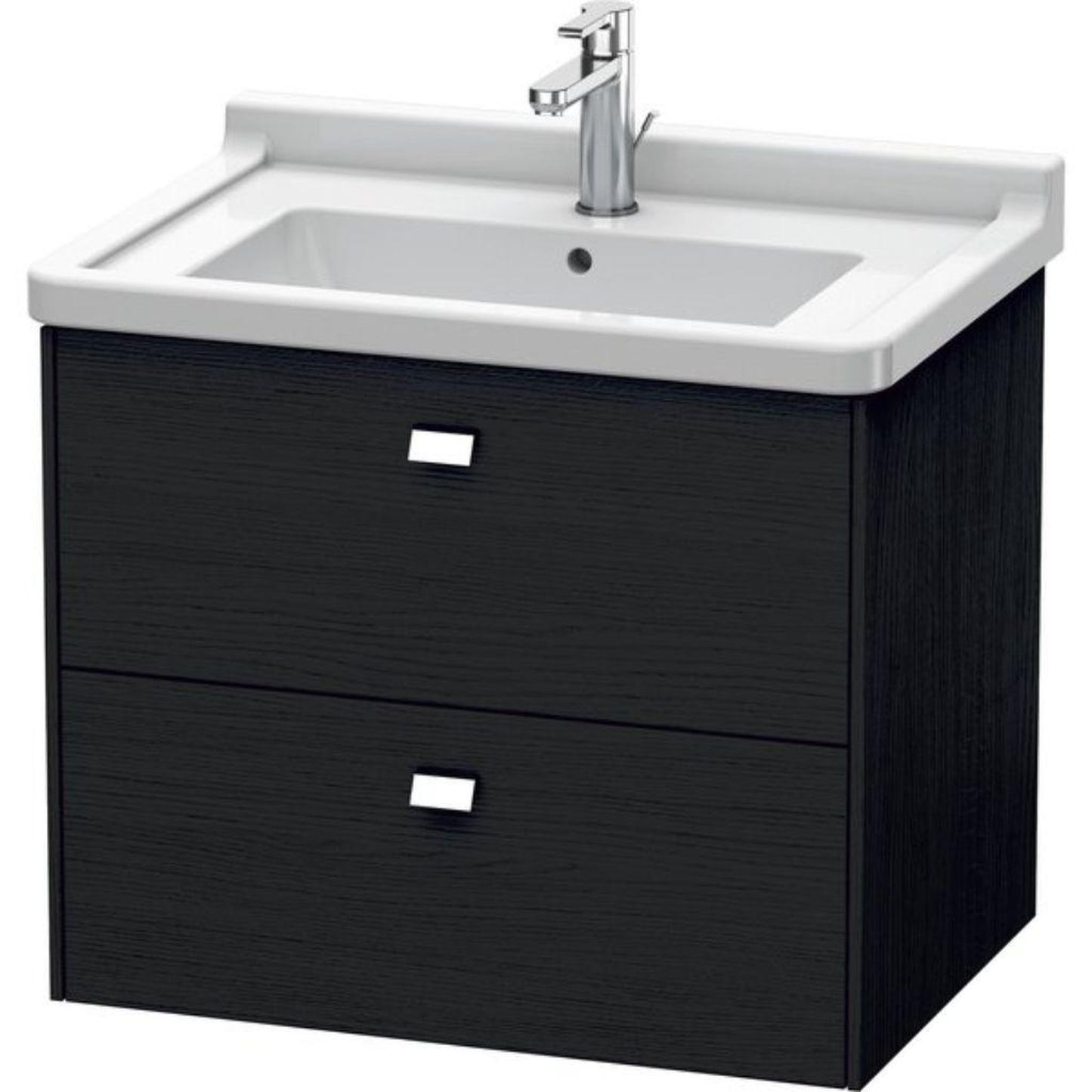 Duravit Brioso BR41410 26" x 22" x 18" Two Drawer Wall-Mount Vanity Unit in Black Oak and Chrome Handle