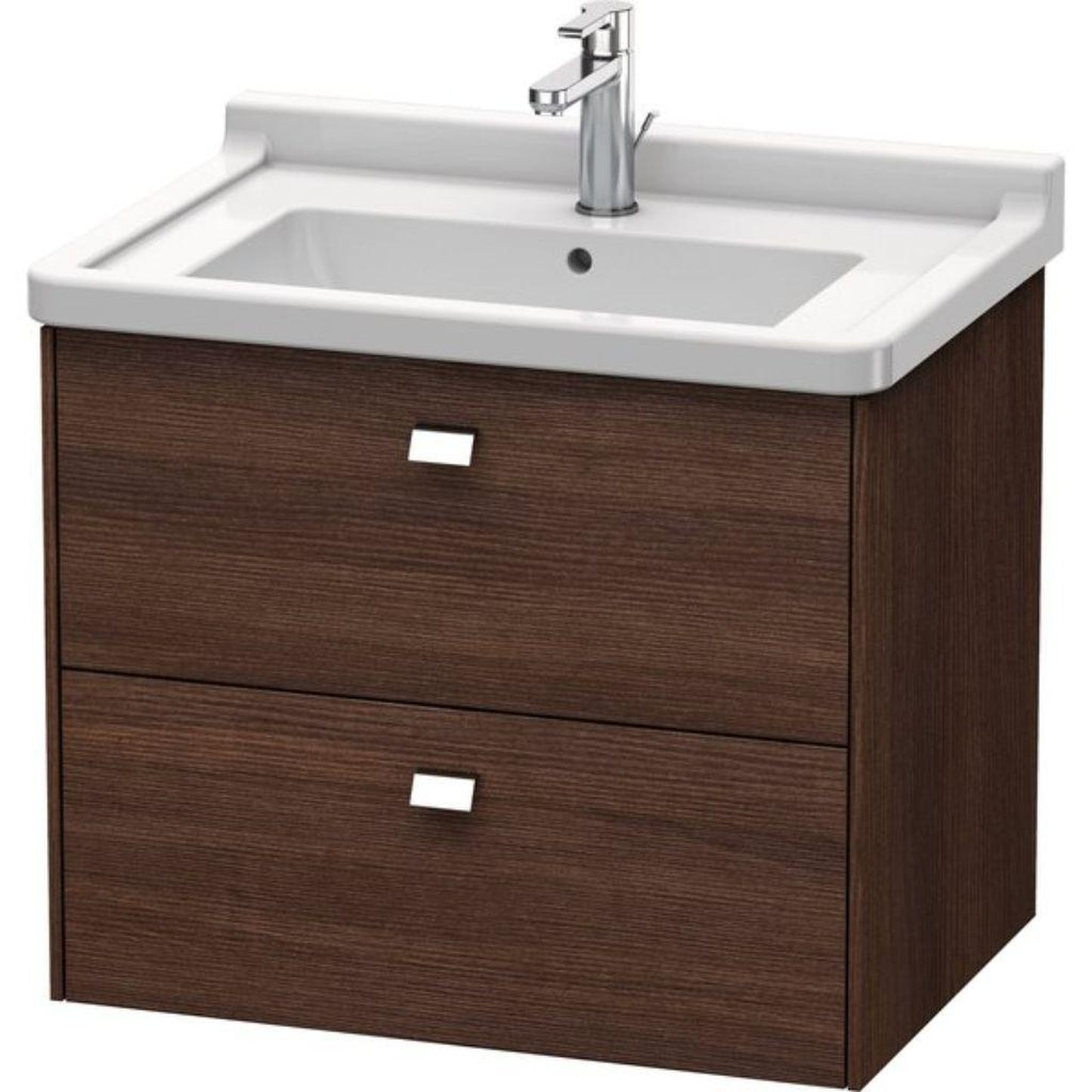 Duravit Brioso BR41410 26" x 22" x 18" Two Drawer Wall-Mount Vanity Unit in Chestnut Dark and Chrome Handle