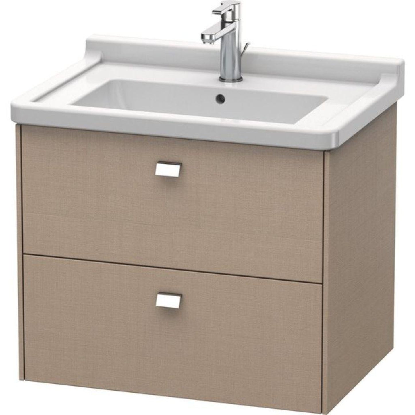 Duravit Brioso BR41410 26" x 22" x 18" Two Drawer Wall-Mount Vanity Unit in Linen and Chrome Handle