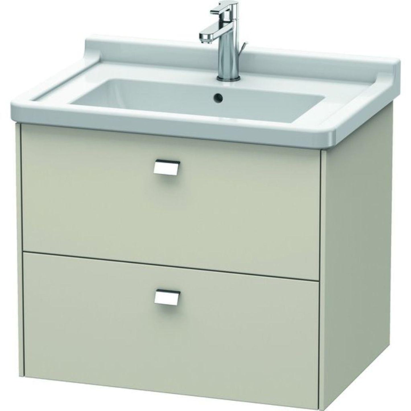 Duravit Brioso BR41410 26" x 22" x 18" Two Drawer Wall-Mount Vanity Unit in Taupe and Chrome Handle