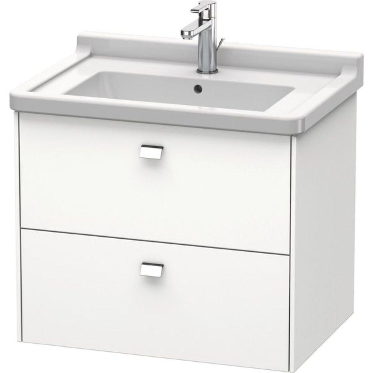 Duravit Brioso BR41410 26" x 22" x 18" Two Drawer Wall-Mount Vanity Unit in White Matt and Chrome Handle