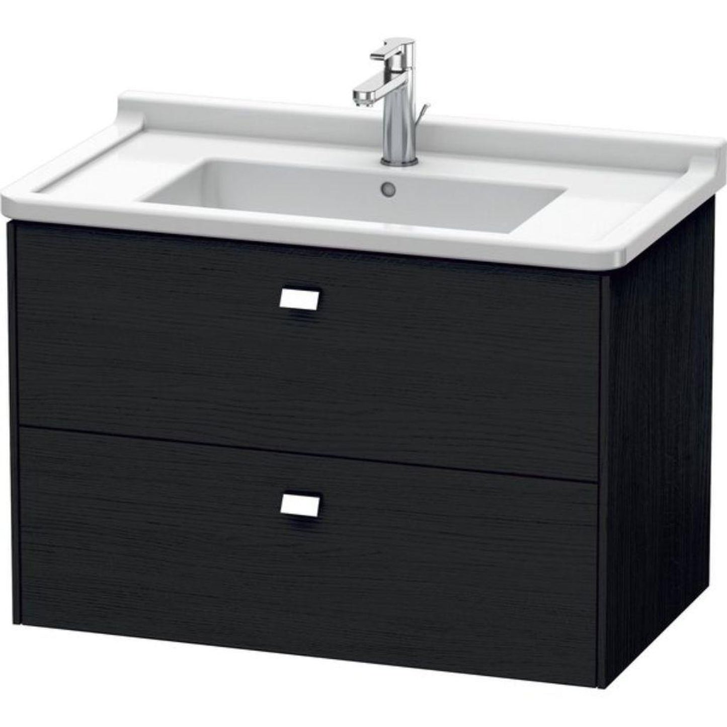 Duravit Brioso BR41420 32" x 22" x 18" Two Drawer Wall-Mount Vanity Unit in Black Oak and Chrome Handle