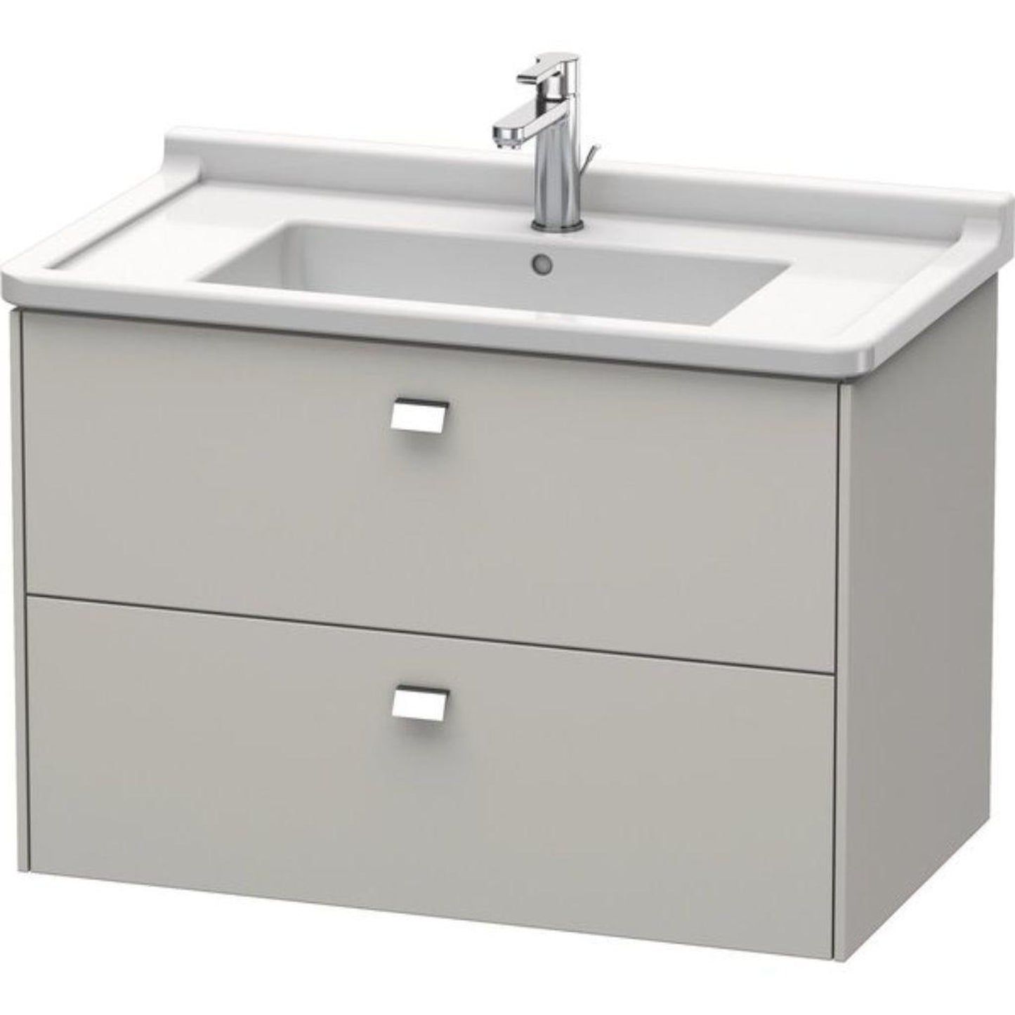 Duravit Brioso BR41420 32" x 22" x 18" Two Drawer Wall-Mount Vanity Unit in Concrete Grey Matt and Chrome Handle