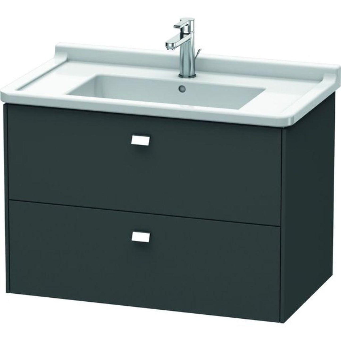 Duravit Brioso BR41420 32" x 22" x 18" Two Drawer Wall-Mount Vanity Unit in Graphite Matt and Chrome Handle