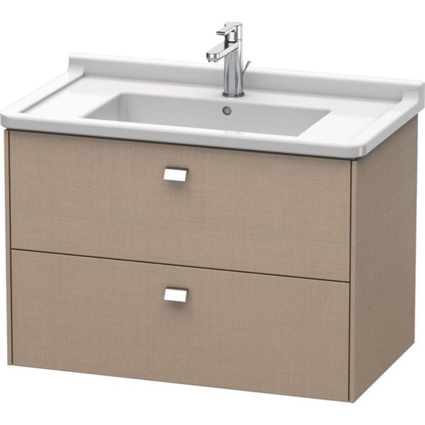Duravit Brioso BR41420 32" x 22" x 18" Two Drawer Wall-Mount Vanity Unit in Linen and Chrome Handle