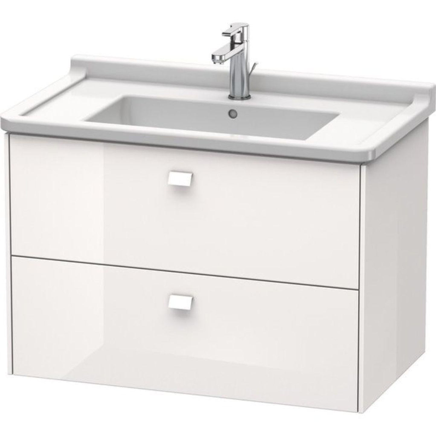 Duravit Brioso BR41420 32" x 22" x 18" Two Drawer Wall-Mount Vanity Unit in White High Gloss