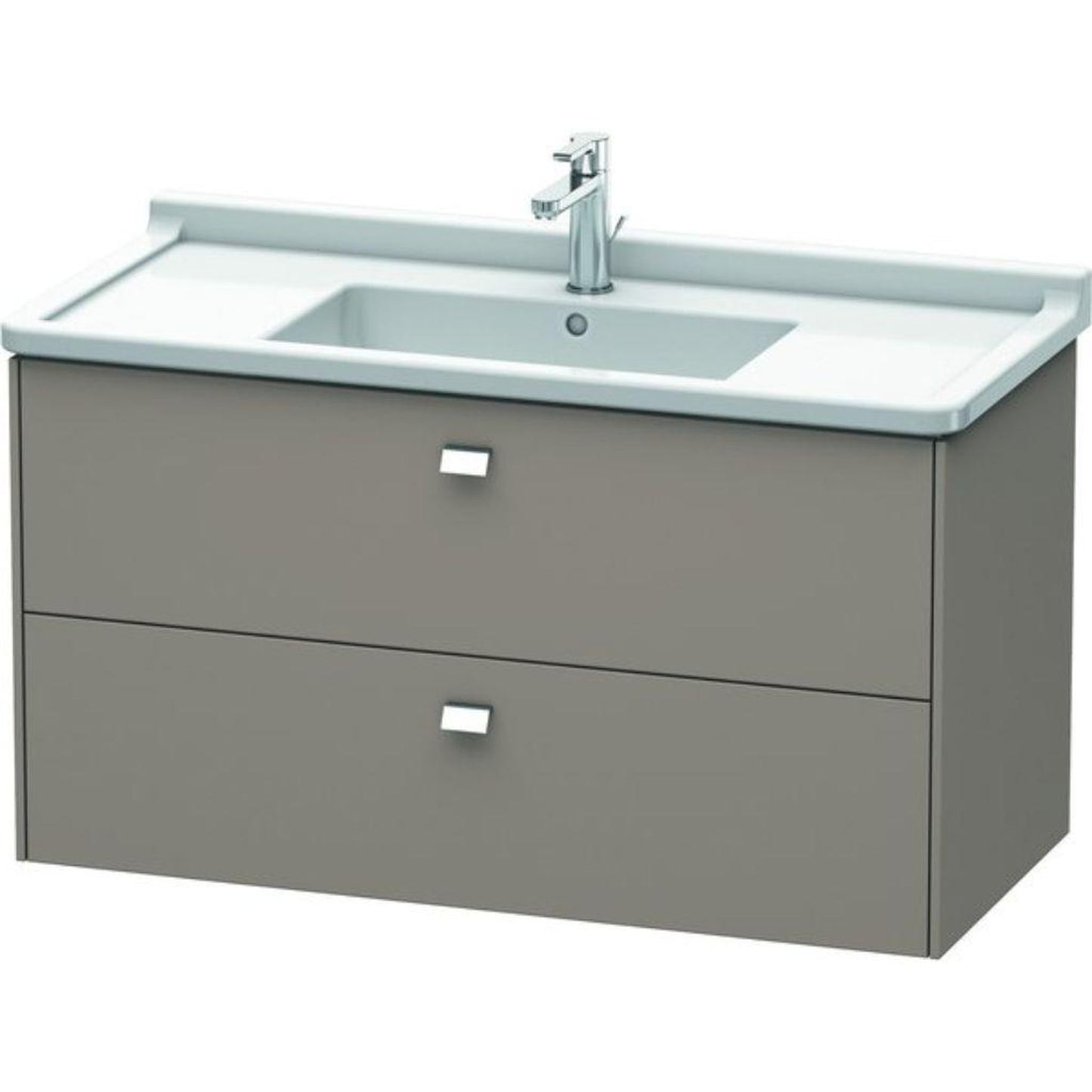Duravit Brioso BR41430 40" x 22" x 18" Two Drawer Wall-Mount Vanity Unit in Basalt Matt and Chrome Handle