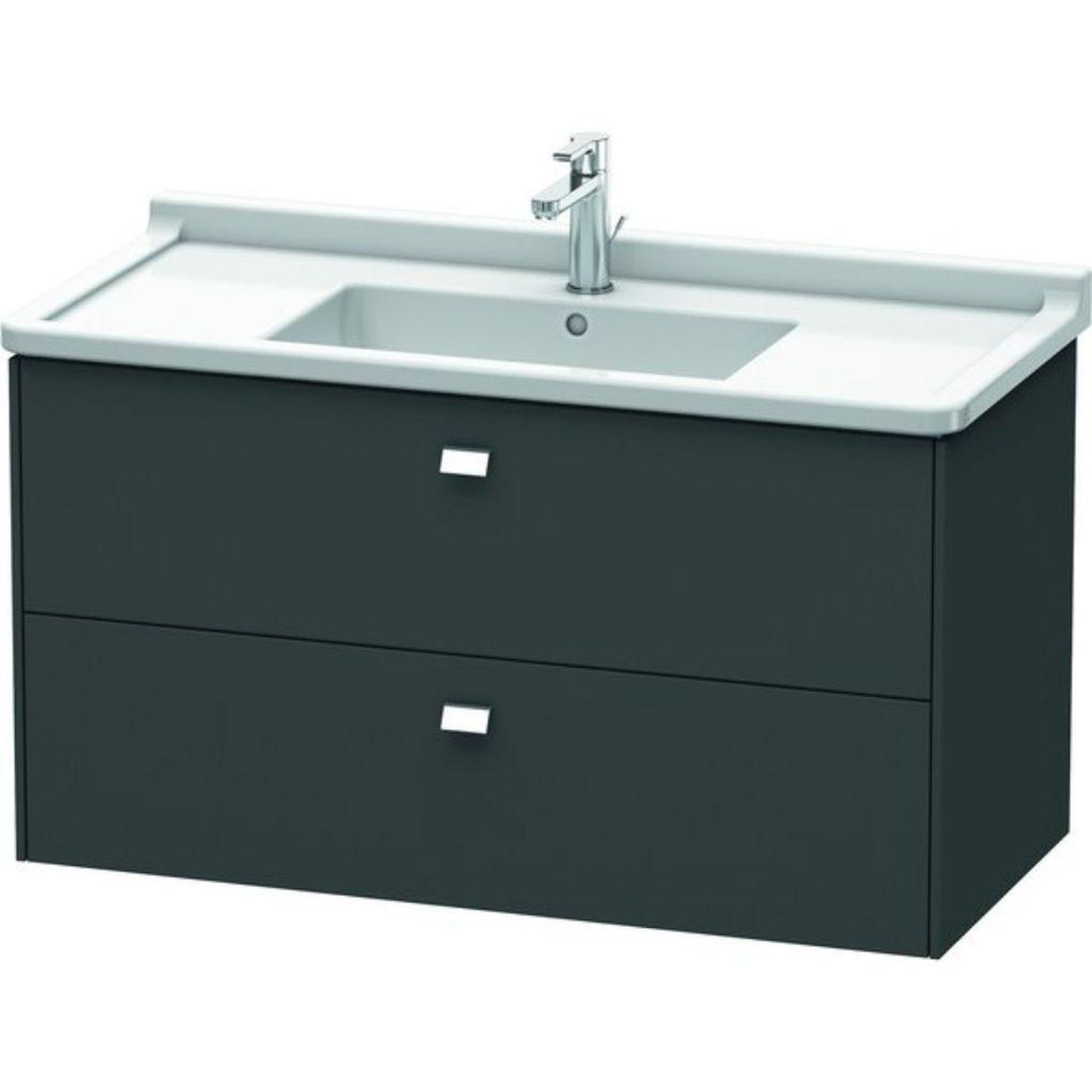 Duravit Brioso BR41430 40" x 22" x 18" Two Drawer Wall-Mount Vanity Unit in Graphite Matt and Chrome Handle