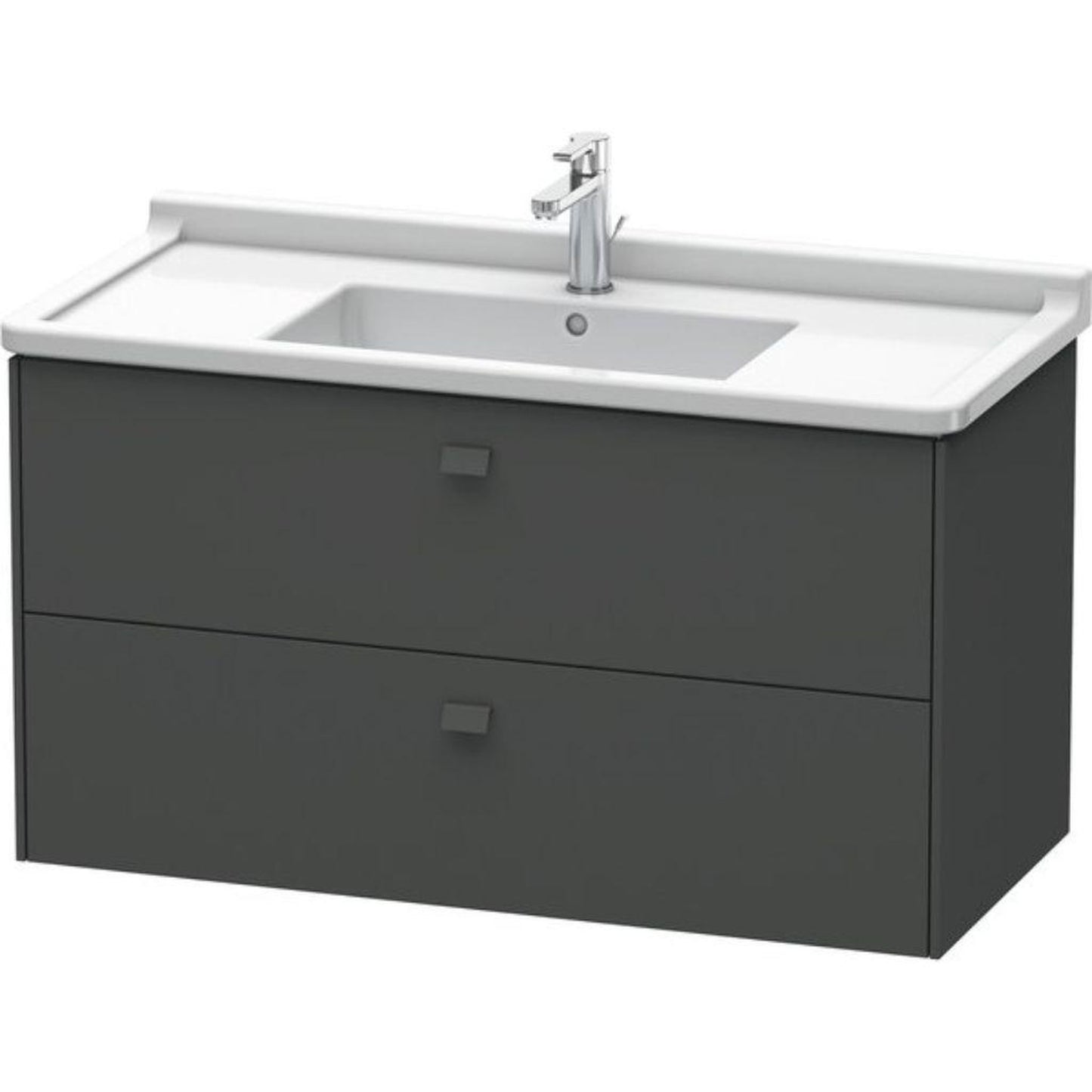 Duravit Brioso BR41430 40" x 22" x 18" Two Drawer Wall-Mount Vanity Unit in Graphite Matt