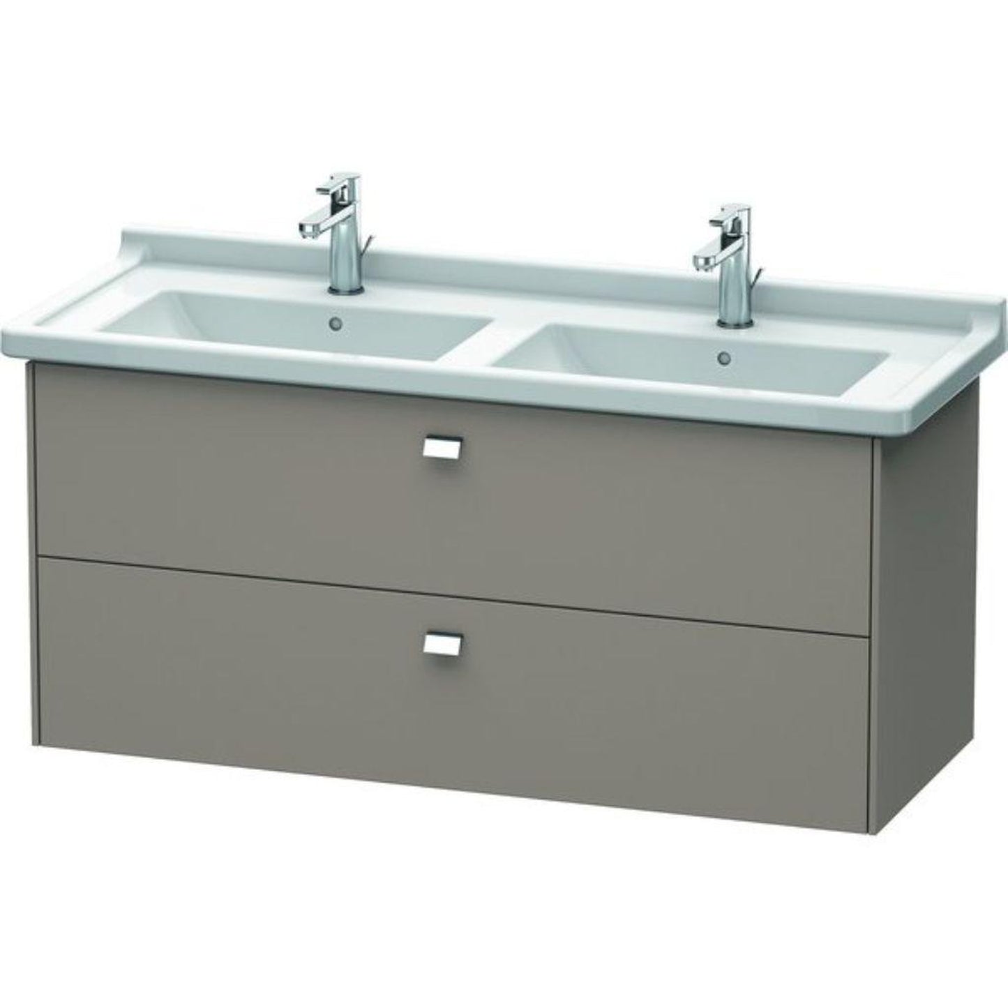 Duravit Brioso BR41440 48" x 22" x 18" Two Drawer Wall-Mount Vanity Unit in Basalt Matt and Chrome Handle