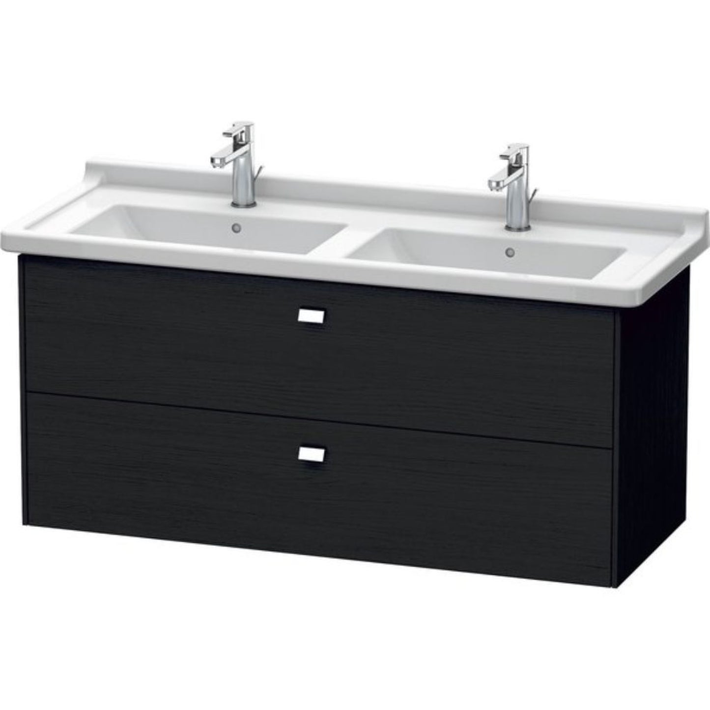 Duravit Brioso BR41440 48" x 22" x 18" Two Drawer Wall-Mount Vanity Unit in Black Oak and Chrome Handle